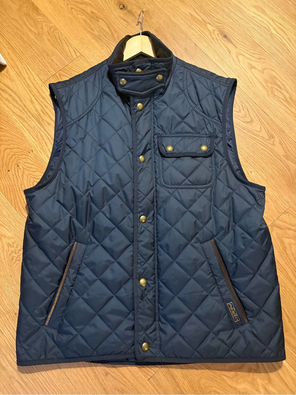 Ralph Lauren Quilted Navy Blue Vest with Snap Front